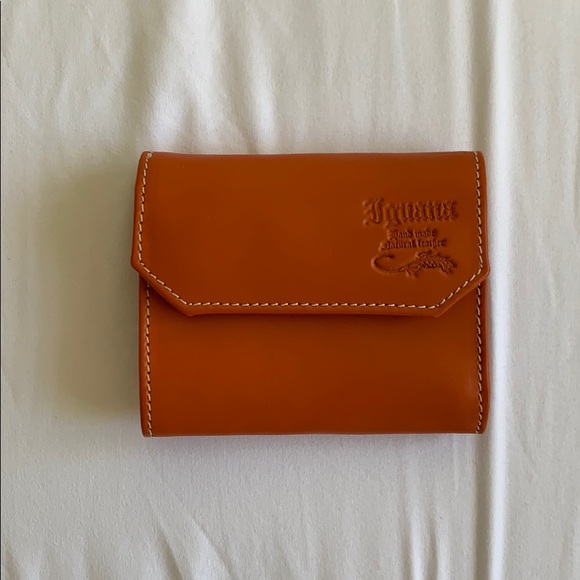 NWOT Small Orange Leather Wallet (Unisex) - Picture 2 of 4